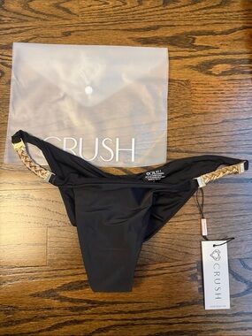 Black Scrunched Booty Bikini Bottoms- Gold Hardware